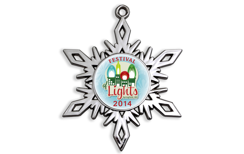 Die Cast Holiday Ornament - High Gloss Nickel Snowflake Shape With Intricate Pierced Details